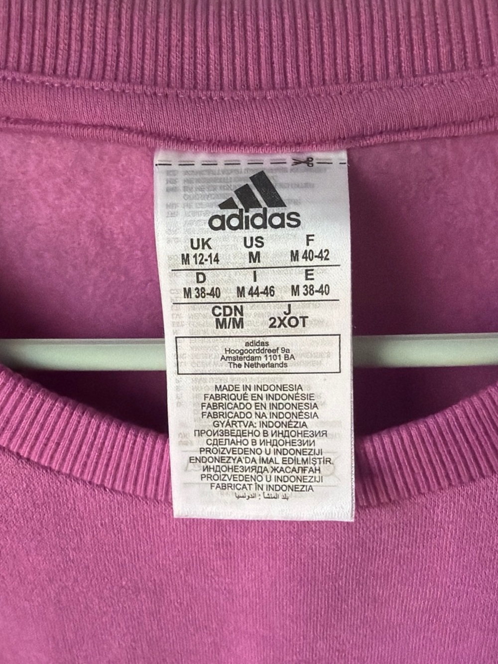 adidas Pink Crewneck Sweatshirt with Black Stripes - Picture 2 of 3
